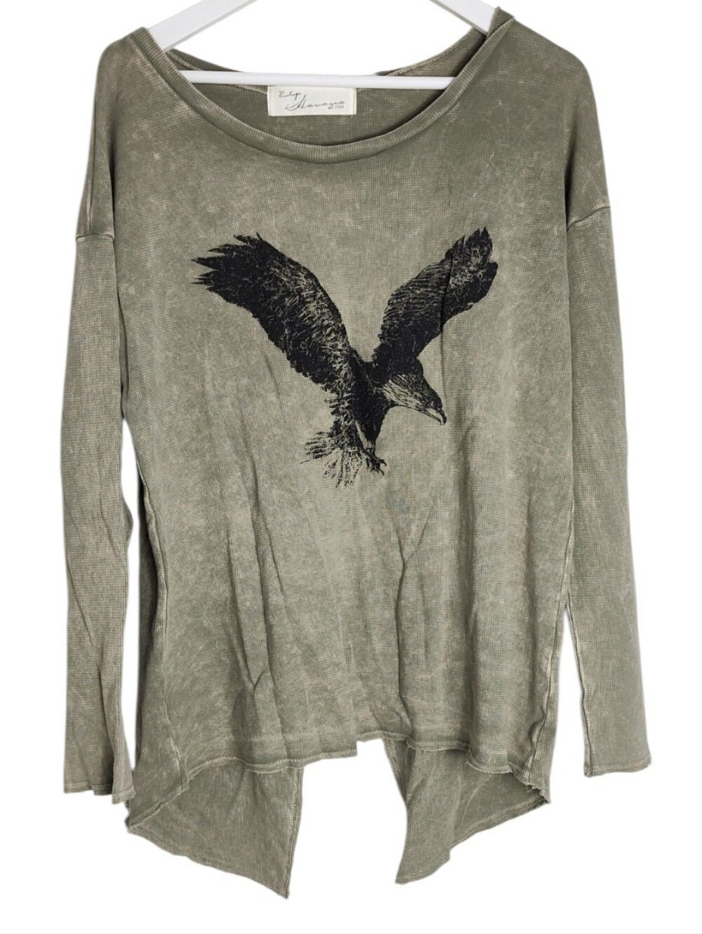 Vintage Havana Waffle-Knit Eagle Long Sleeve Shirt Large Boho Grunge Skater Girl